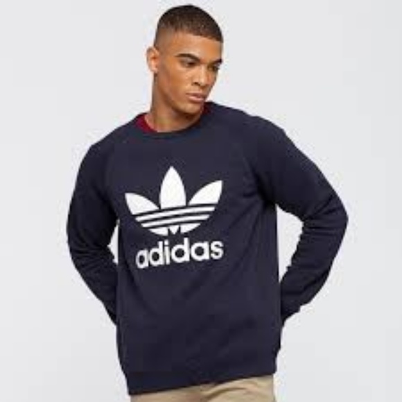 FINAL NWT ADIDAS ORIGINAL TREFOIL SWEATSHIRTS NAVY - Picture 2 of 7